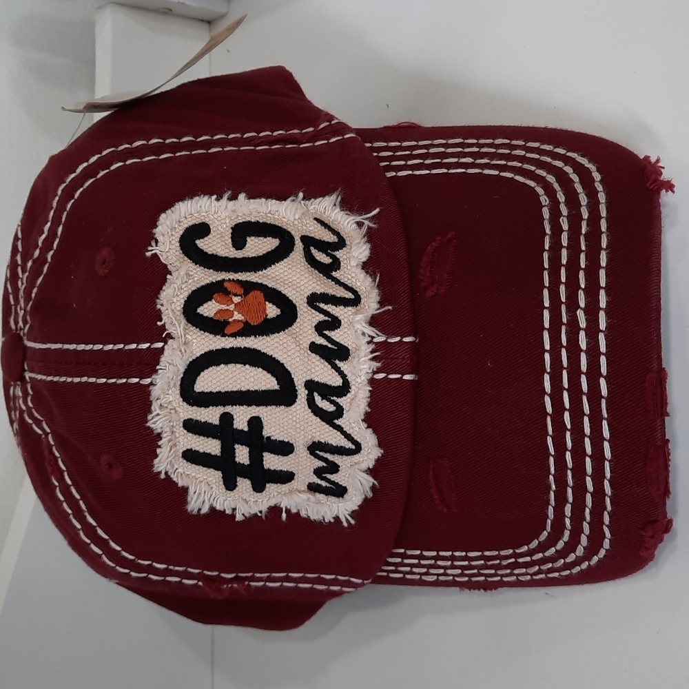 #Dog Momma Baseball Hat Cap Headwear Vintage Look KBETHOS NWT Burgundy